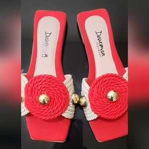 Women's Red and White Sandals